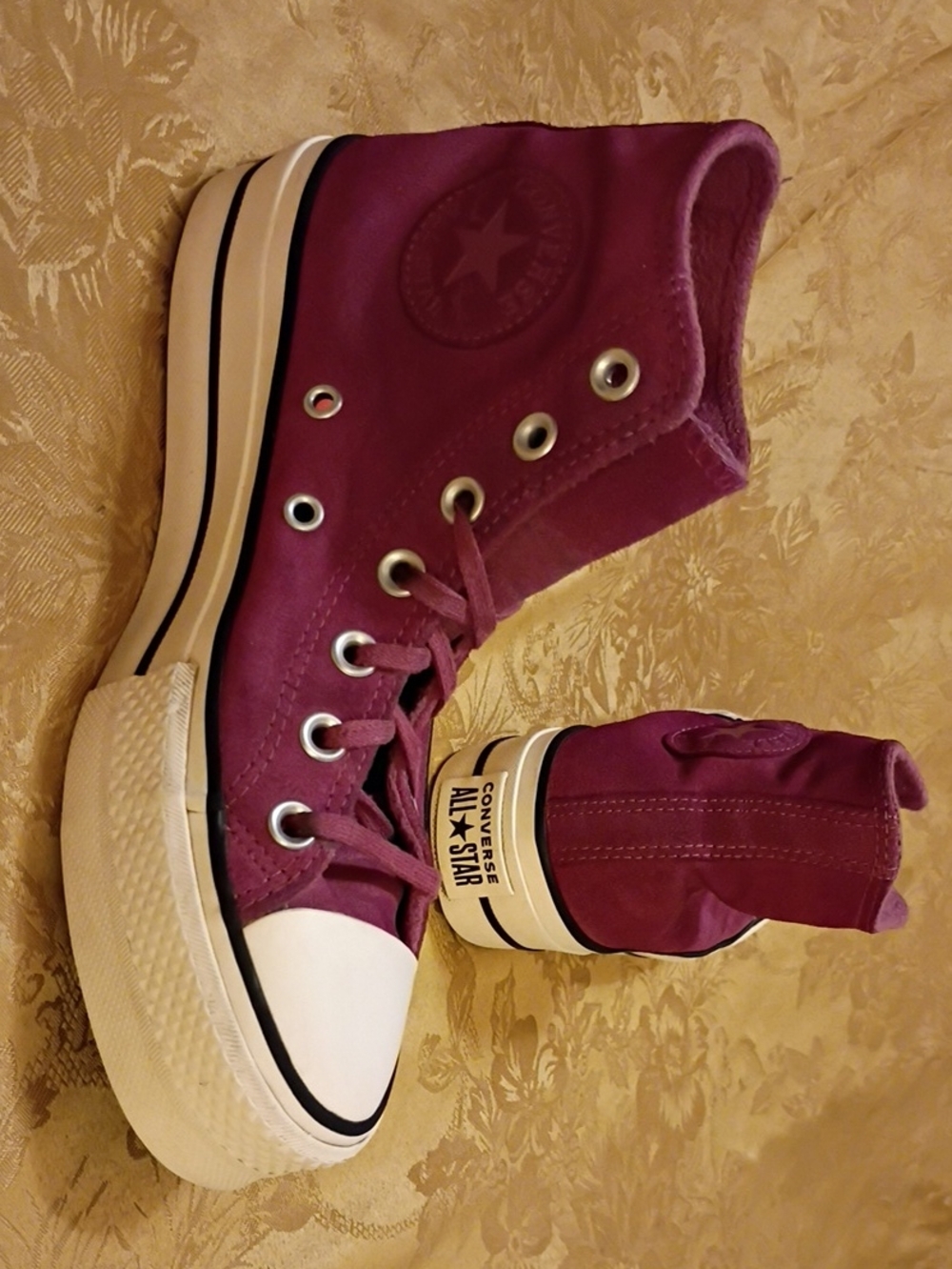 CONVERSE All Star Platform High Top Leather Suede in Plum Women's 7.0 Men's 5.0
